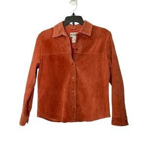 Pendleton Petite Suede Leather Button Up Collared Shirt Jacket - P/ 2